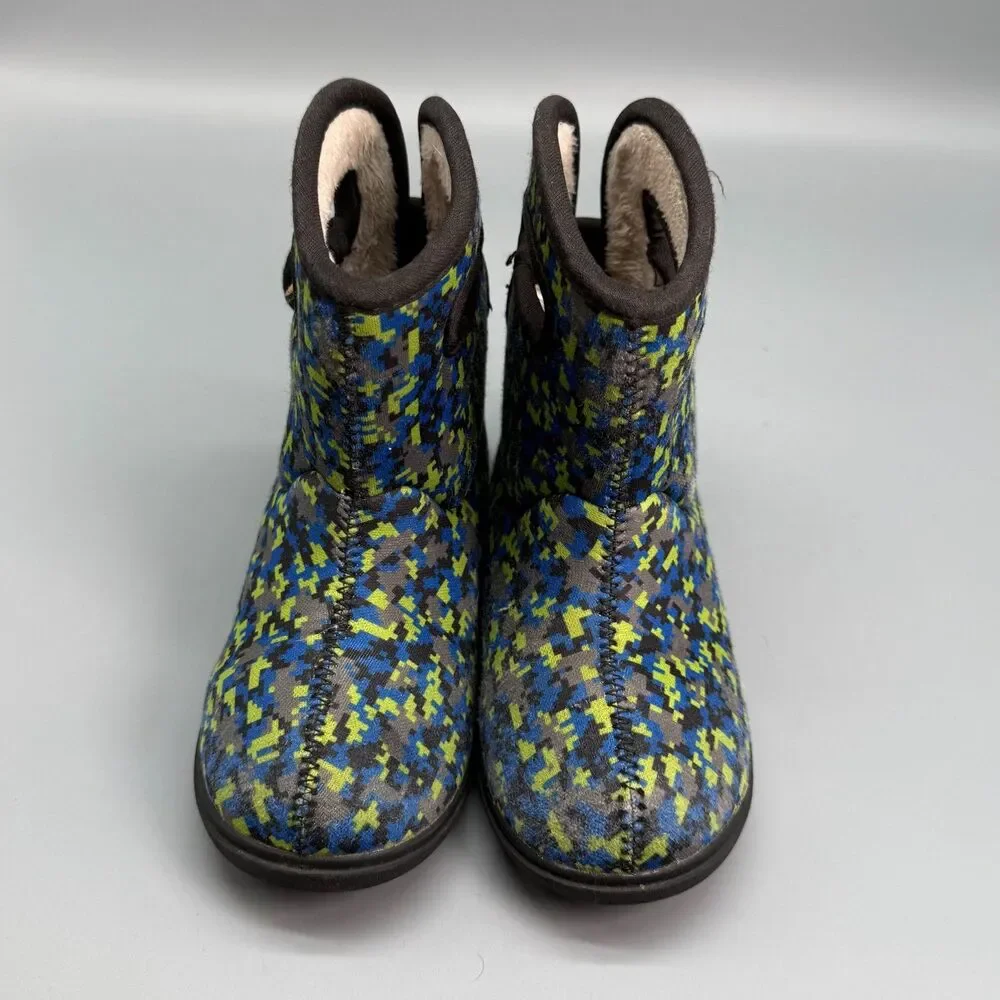 Bogs Baby Bogs II Digital Maze Kids 10 Blue Yellow Pull-On Waterproof Rain Boots
